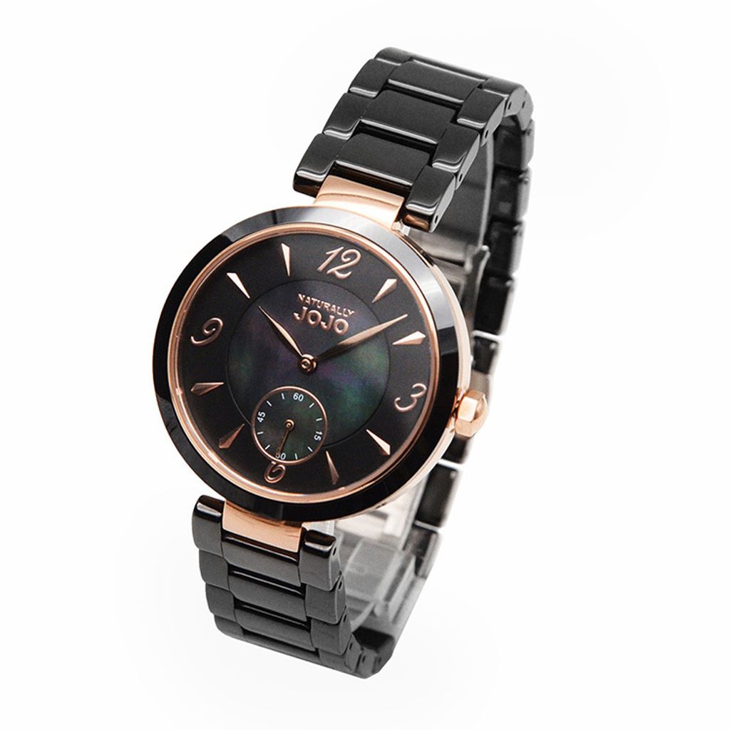 NATURALLY JOJO | JO96986-88R | 黑色系 簡約小秒針 陶瓷腕錶 37mm 側面