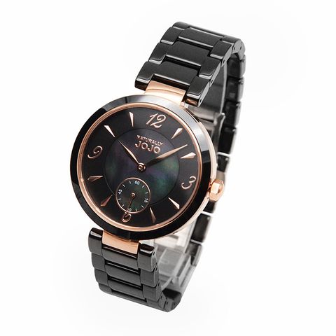 NATURALLY JOJO | JO96986-88R | 黑色系 簡約小秒針 陶瓷腕錶 37mm 側面