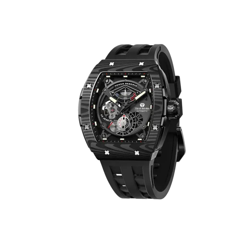 Tsar Bomba 機械公爵 | 元素系列 TB8210CFⅡ-01 | 黑色 碳纖維 氟橡膠 機械錶 正面