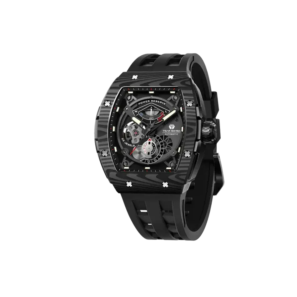 Tsar Bomba 機械公爵 | 元素系列 TB8210CFⅡ-01 | 黑色 碳纖維 氟橡膠 機械錶 正面