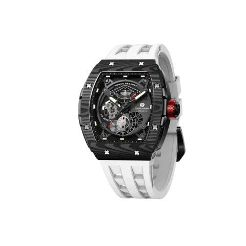 Tsar Bomba 機械公爵 | 元素系列 TB8210CFⅡ-02 | 黑色碳纖維錶圈 白色氟橡膠錶帶 機械錶 正面