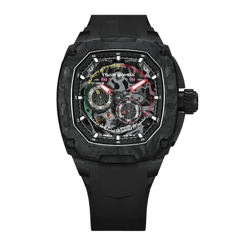 TSAR BOMBA 機械公爵 | 暗物質系列 TB8601-01 | 碳纖維錶框 透視機芯 機械錶 正面
