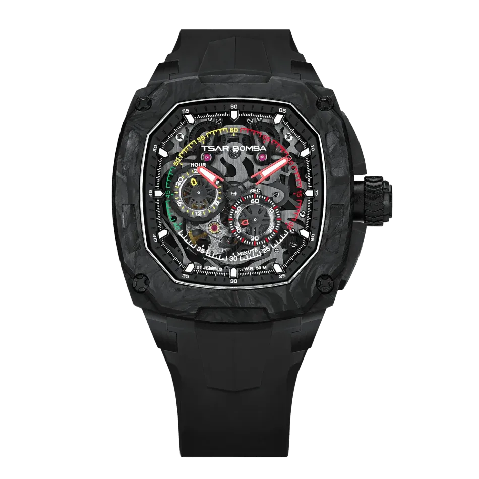 TSAR BOMBA 機械公爵 | 暗物質系列 TB8601-01 | 碳纖維錶框 透視機芯 機械錶 正面