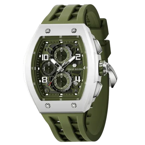 TSAR BOMBA 機械公爵 | 元素系列 TB8224B-02 | 綠色 生物陶瓷 矽膠錶帶 石英錶 側面