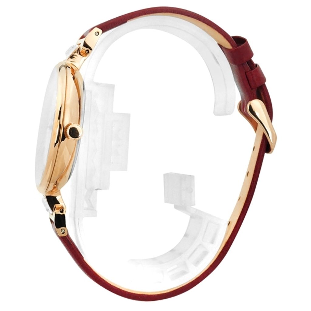 NATURALLY JOJO | JO96972-15R | 白色菱格紋 日期顯示 紅色真皮手錶 玫瑰金框 側面