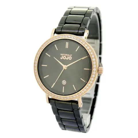 NATURALLY JOJO | JO96980–88R | 黑色晶鑽陶瓷腕錶 正面