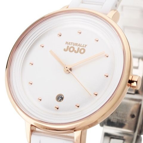 NATURALLY JOJO | JO96926-80R | 白面玫瑰金 白色陶瓷手錶 錶面細節