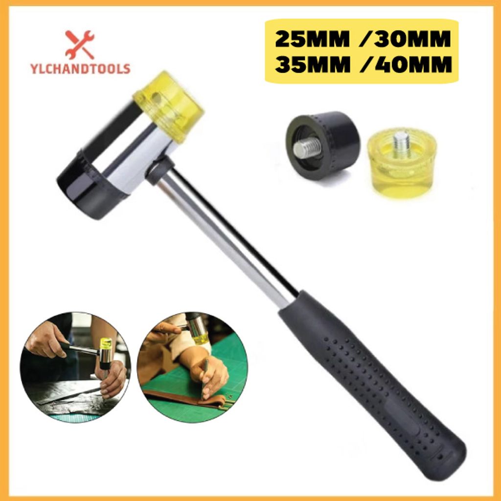 RUBBER-PLASTIC-DOUBLE-FACE-STEEL-HANDLE-HAMMER