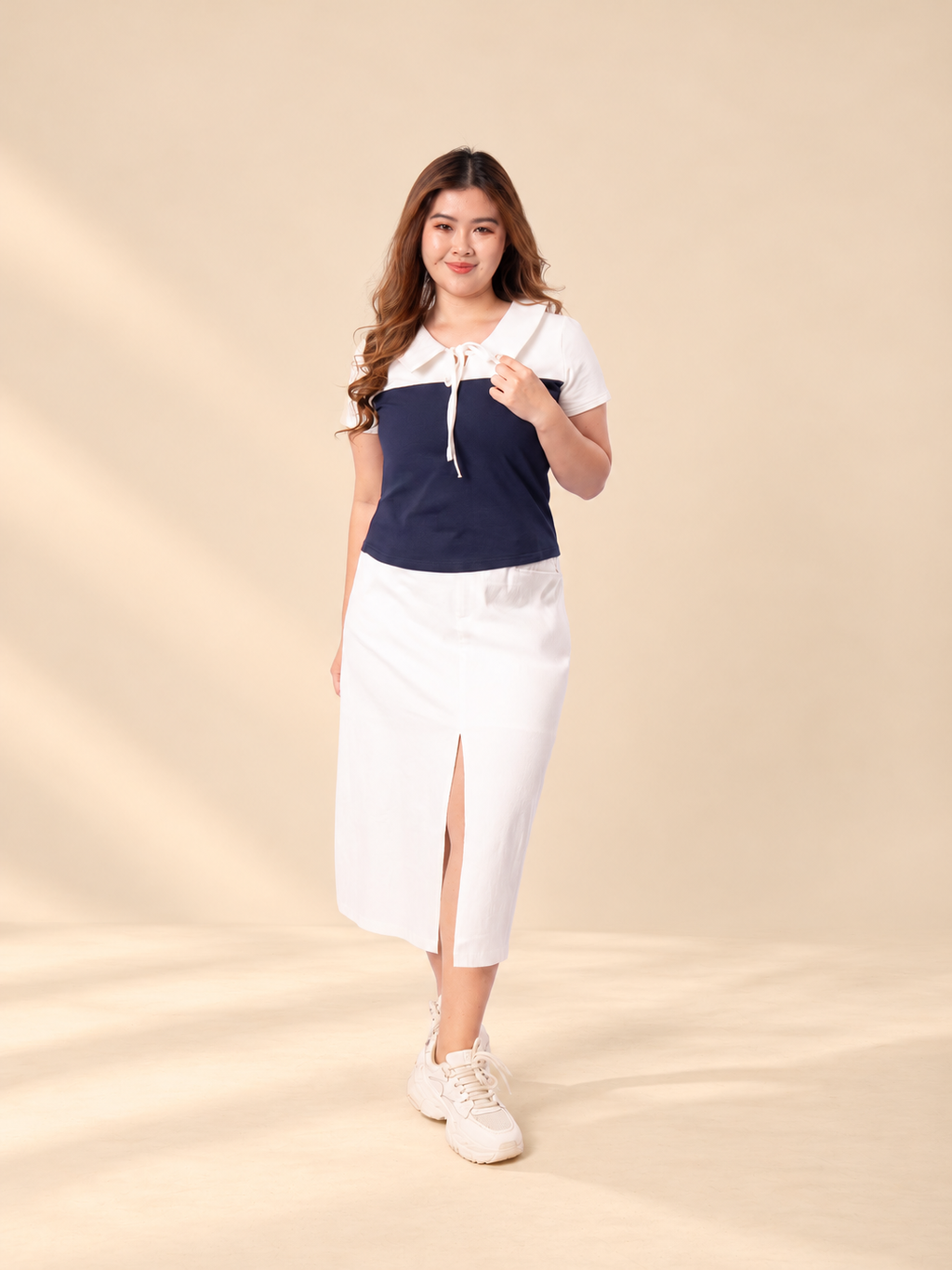 Elegant Navy And White Lookbook Portrait
