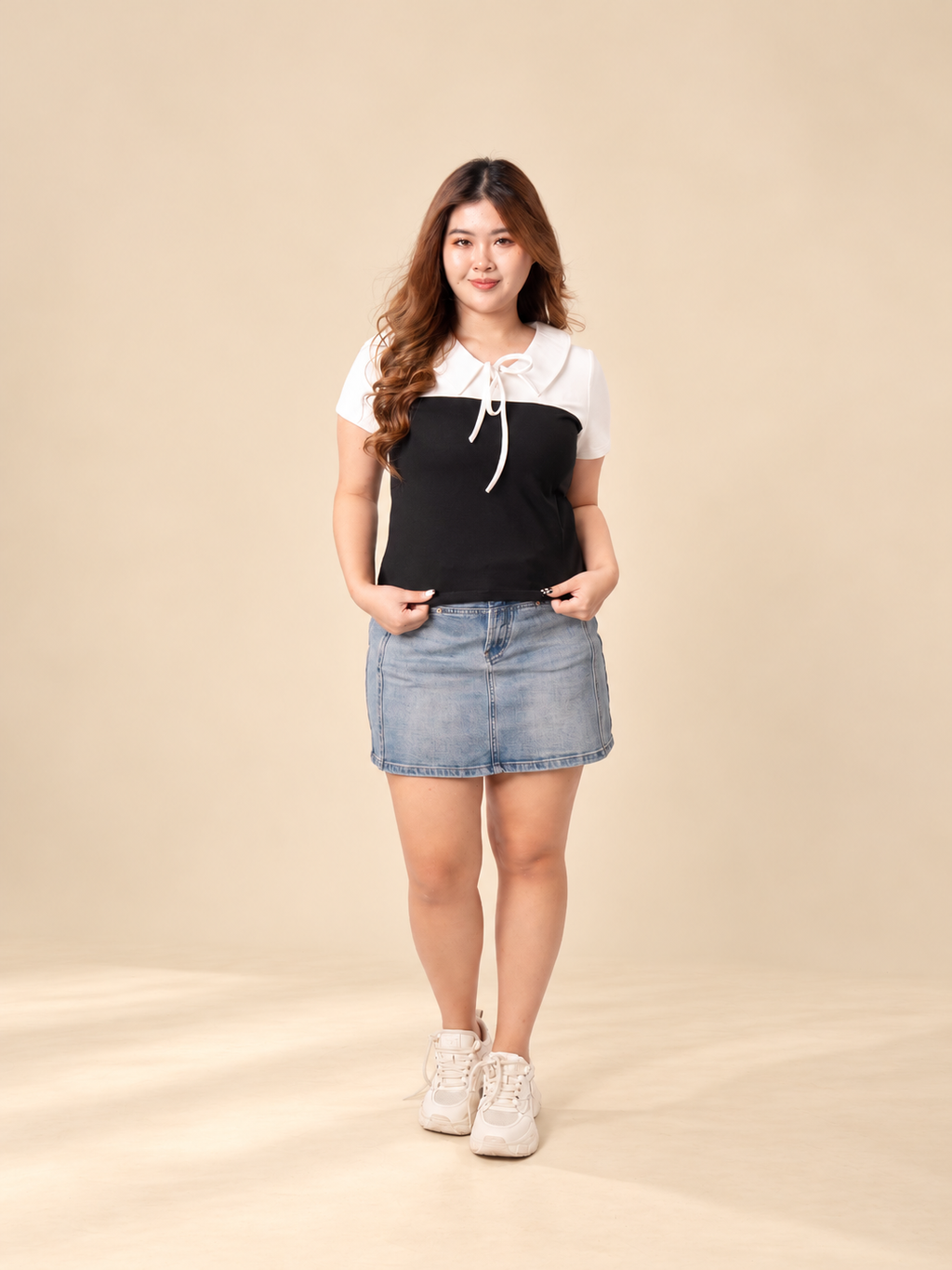 Minimalist Beige Studio Fashion Portrait