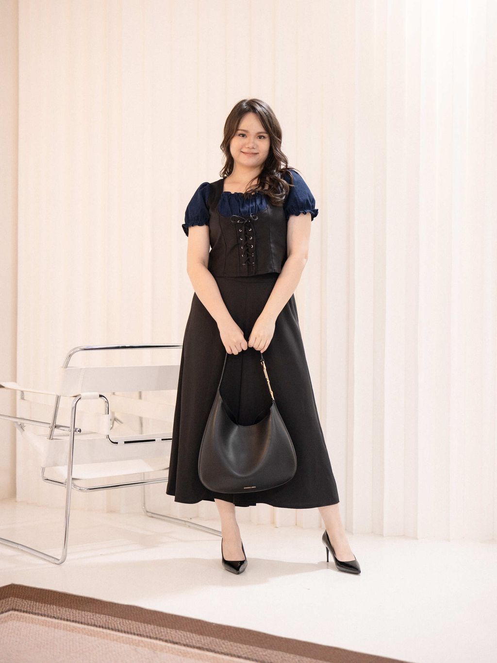 Classic black wide-leg pants for plus-size women