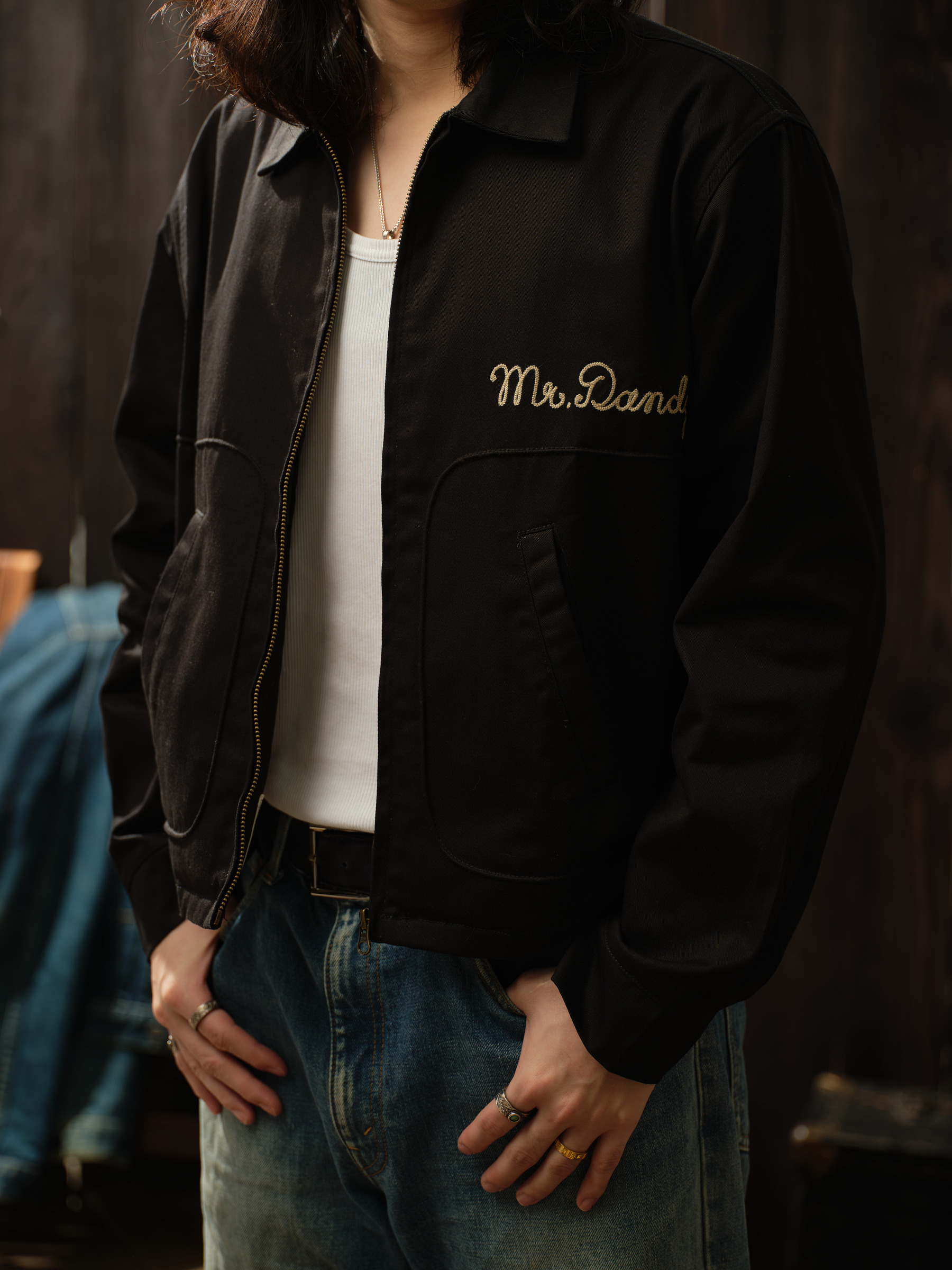 Retrodandy Bomber Wolf Club Jacket Black-2