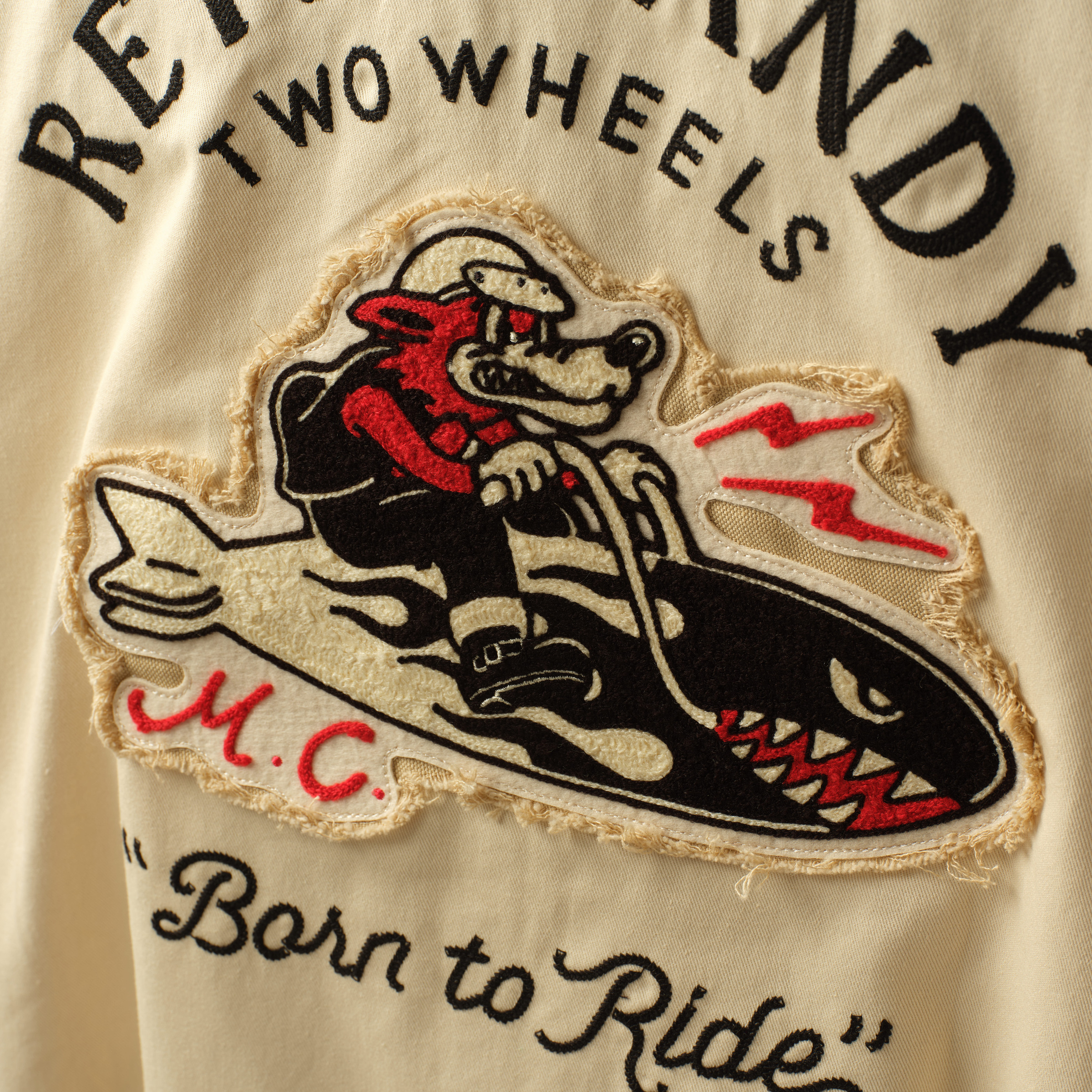 Retrodandy Bomber Wolf Club Jacket Beige-13