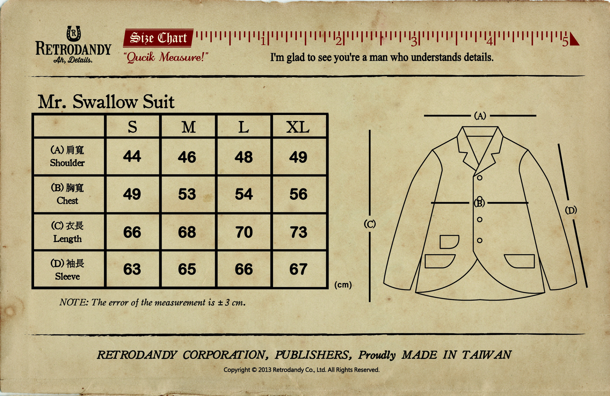 Mr. Swallow Suit-尺寸表-01