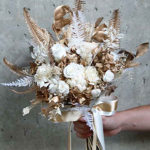 白金色系永生捧花 #5055