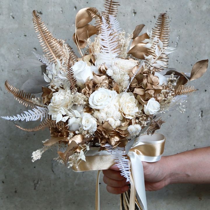 白金色系永生捧花 #5055