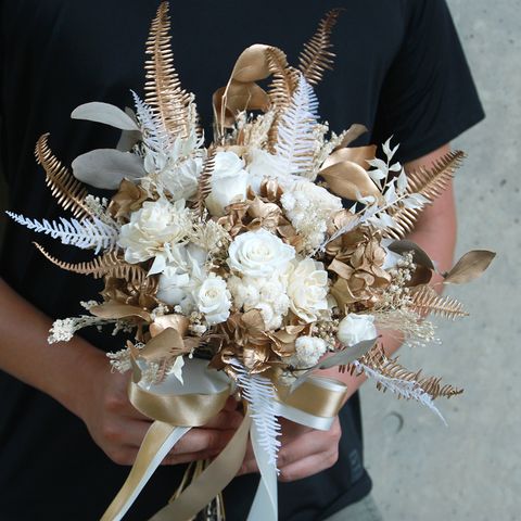 白金色系永生捧花 #5055