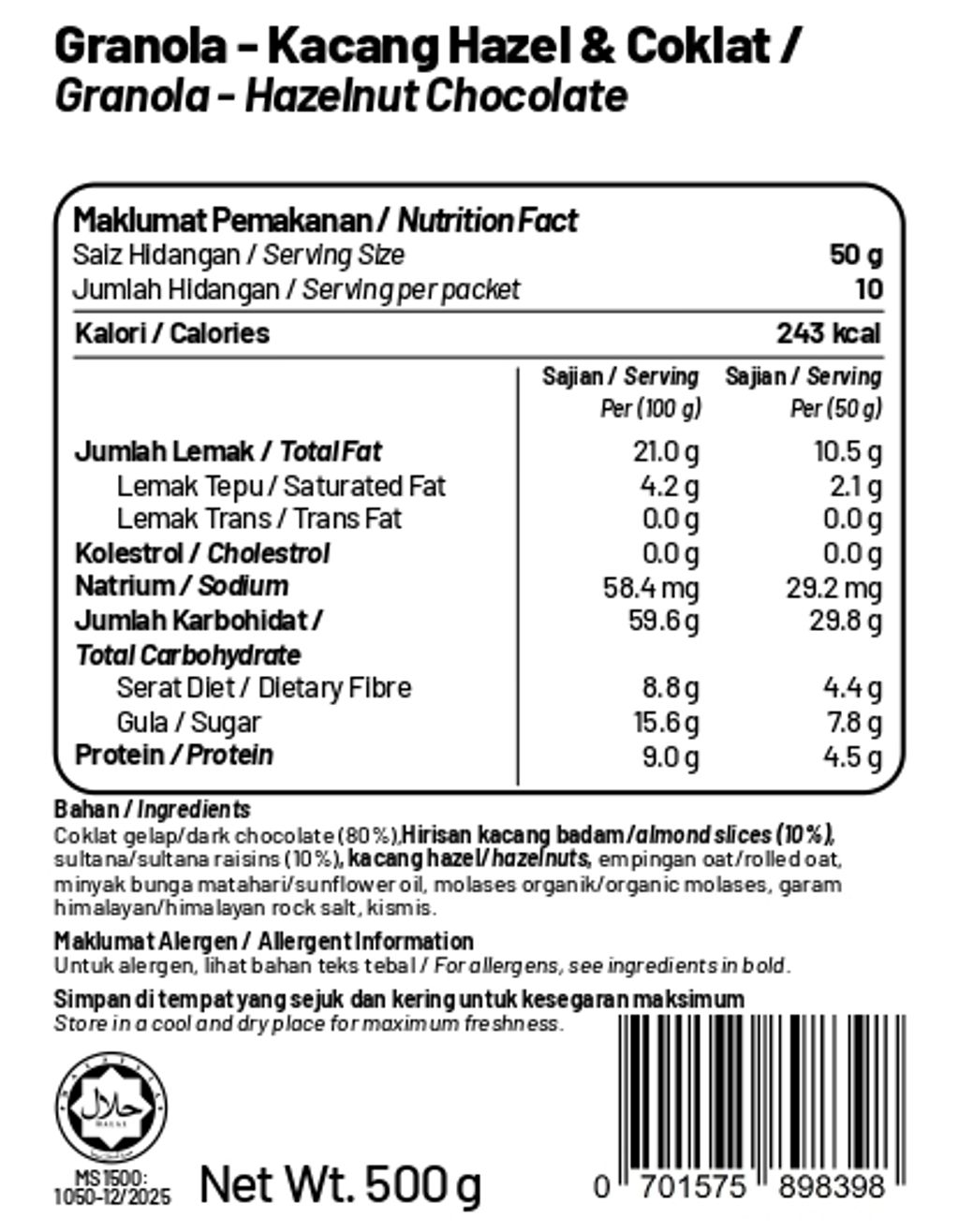 Granola - Hazelnut Chocolate 500g_page-0001