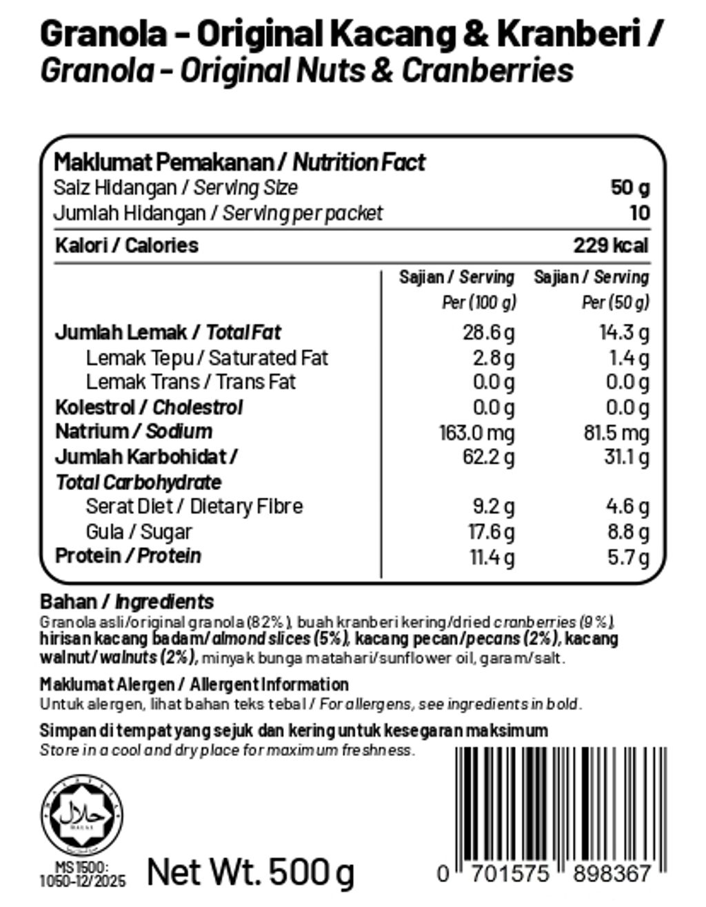 Granola - Original Nuts & Cranberries 500g_page-0001