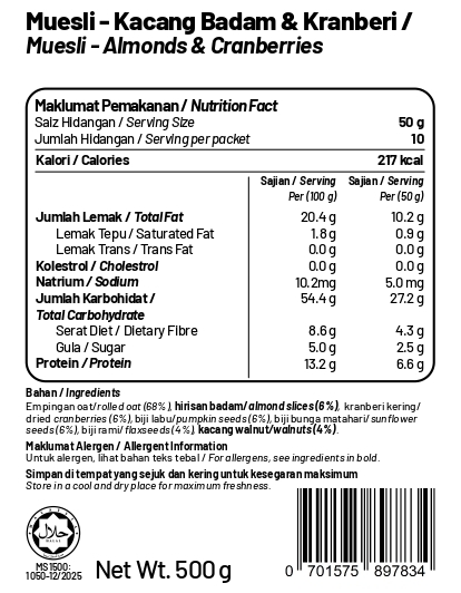 Muesli - Almonds & Cranberries 500g_page-0001