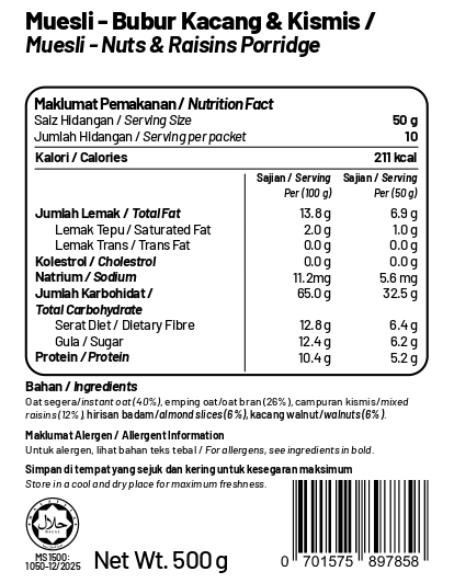 Muesli - Nuts & Raisins Porridge 500g_page-0001