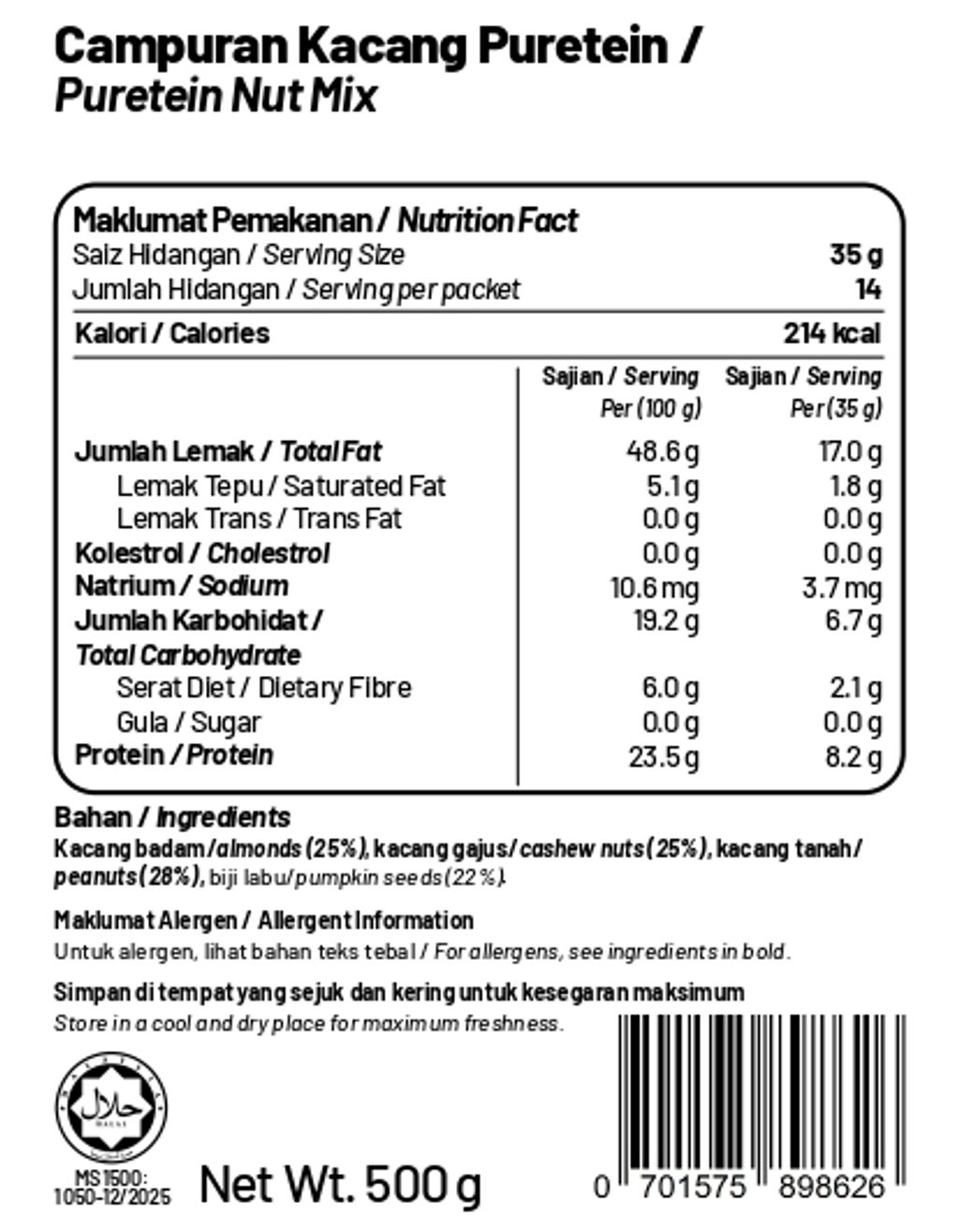 Puretein Nut Mix 500g_page-0001