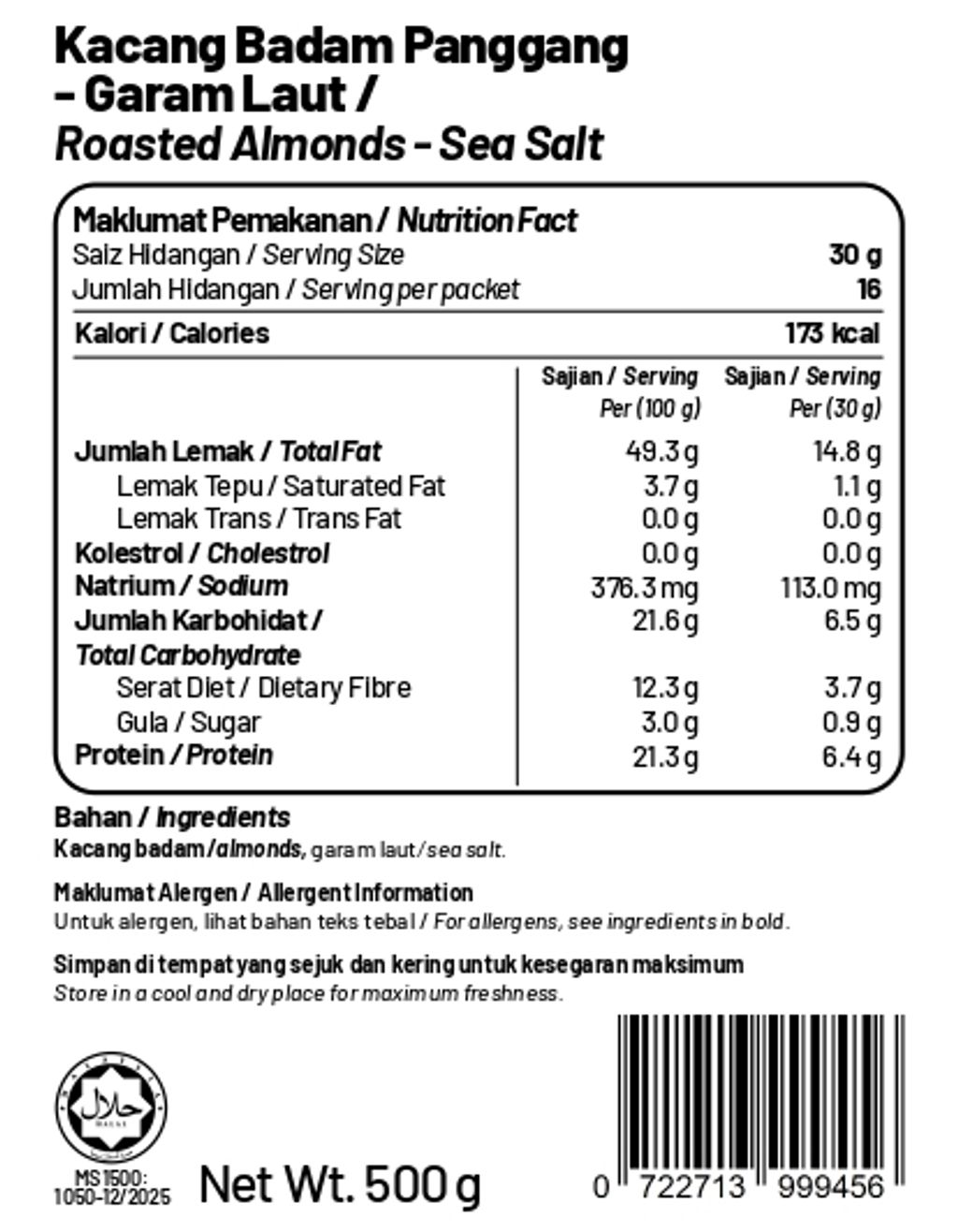 Roasted Almonds - Sea Salt 500g_page-0001