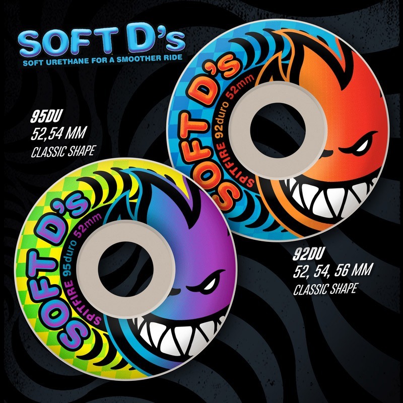 Spitfire Soft D's 52MM 95A Skateboard Wheels – SkateHaus Skateshop