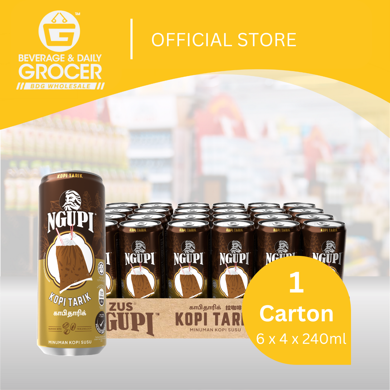 BDGW 6x4x240ml ZUS Ngupi RTD Kopi Tarik 1ctn