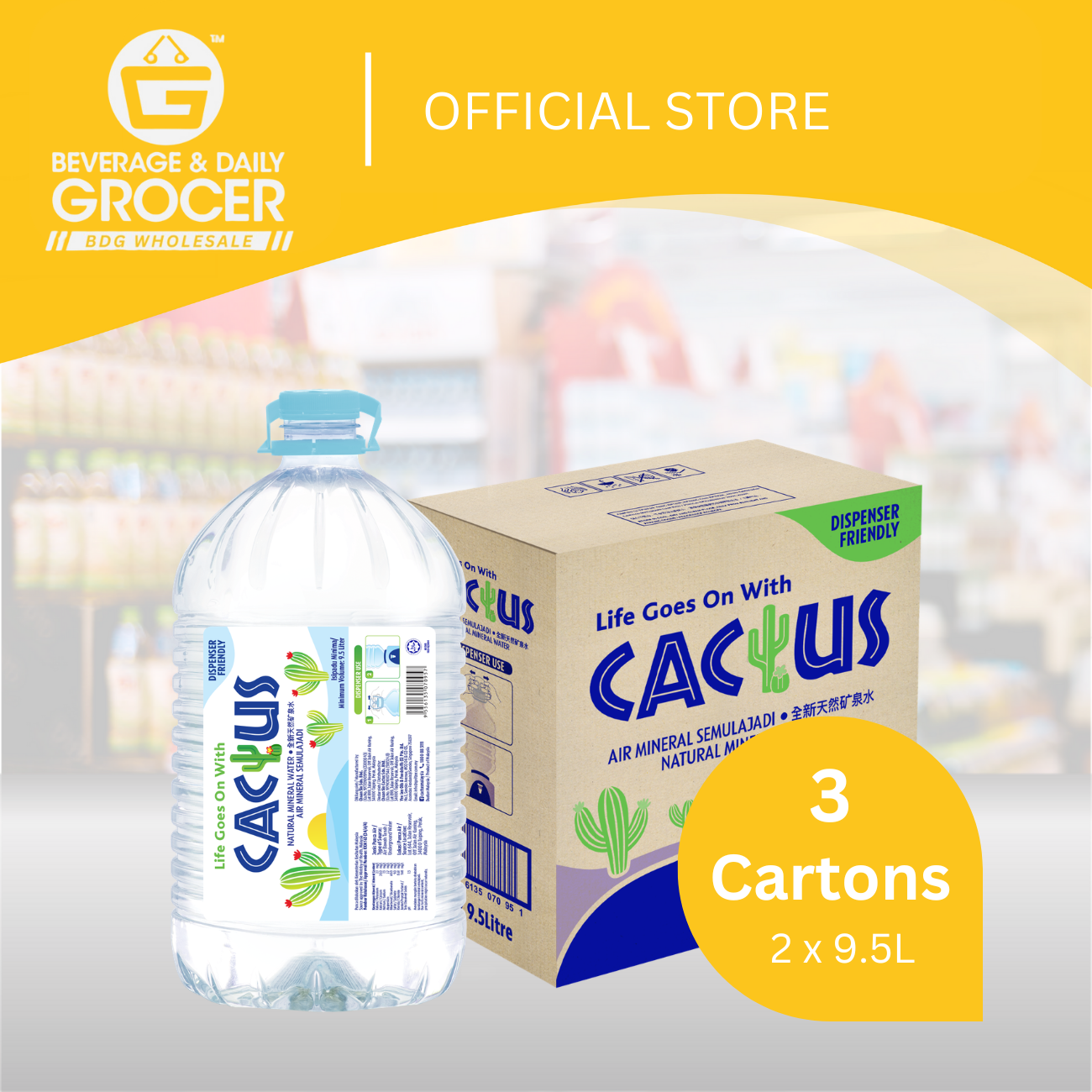 BDGW 2 x 9.5Lit Cactus Mineral Water 3ctn