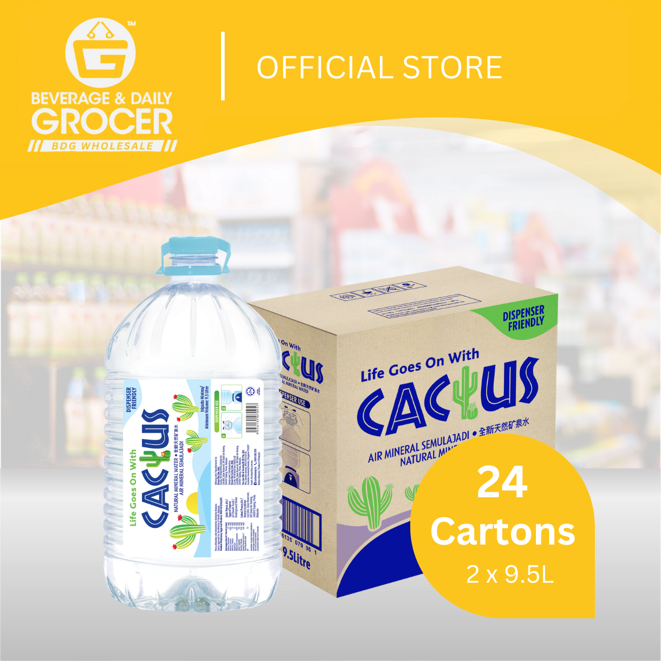 BDGW 2 x 9.5Lit Cactus Mineral Water 24ctn