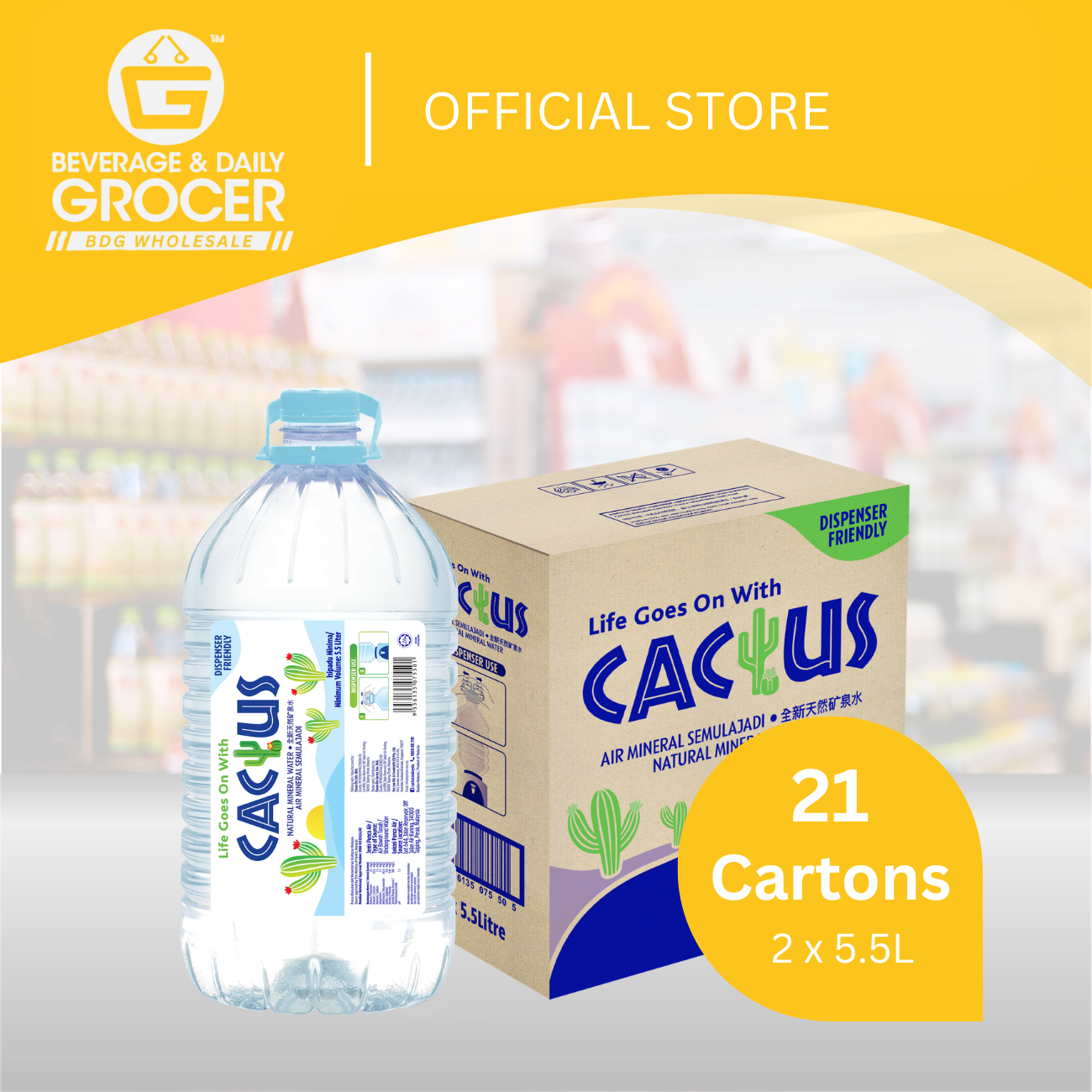 BDGW 2 x 5.5Lit Cactus Mineral Water 21Ctn