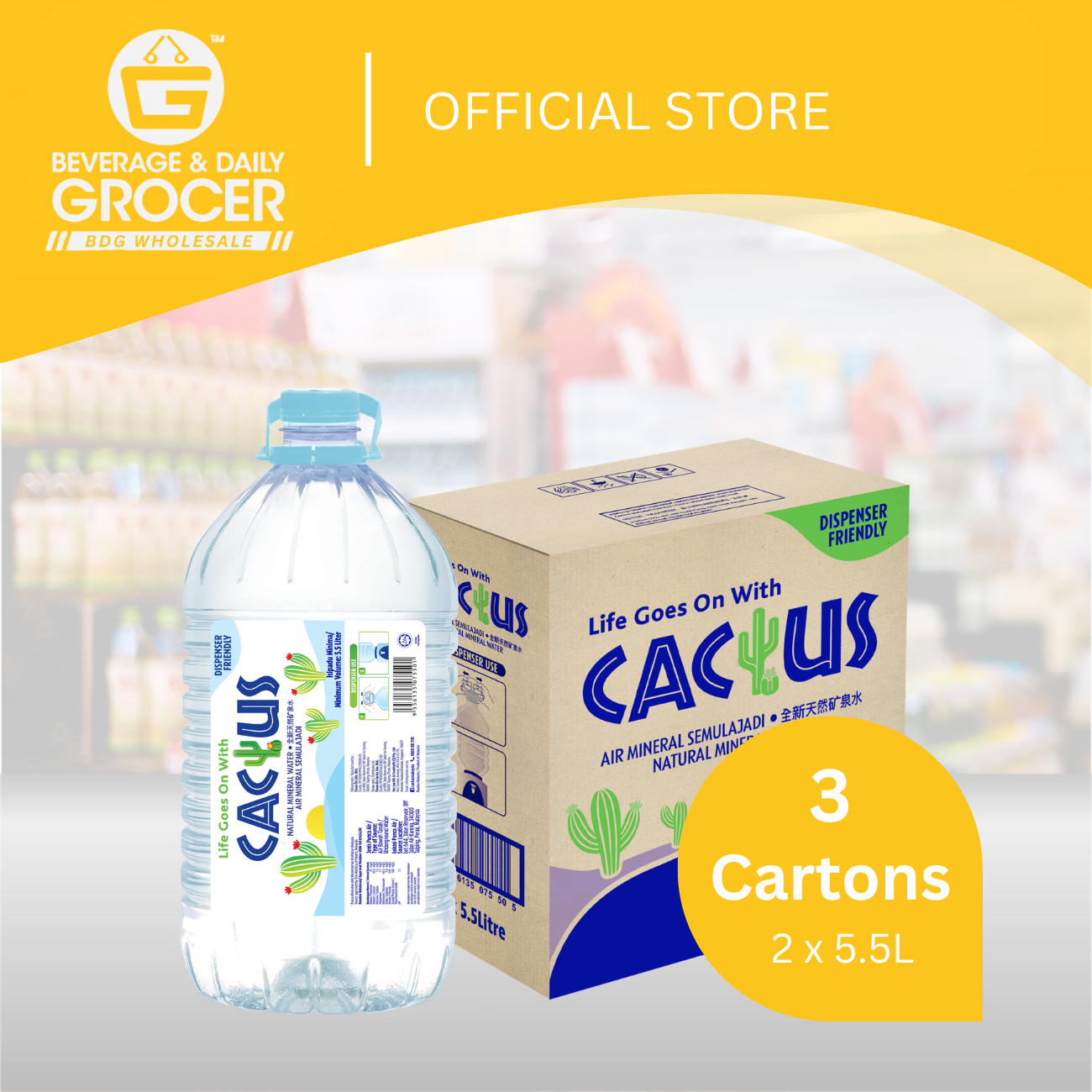 BDGW 2 x 5.5Lit Cactus Mineral Water 3Ctn