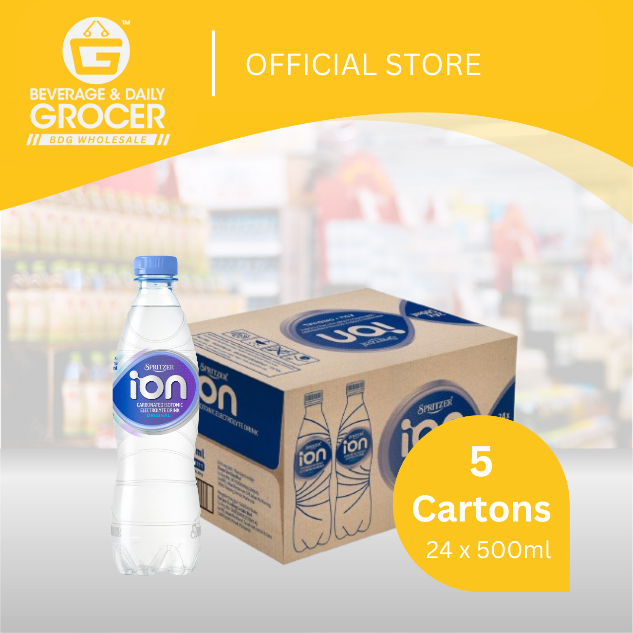 BDGW 0.5L x 24 Spritzer ION Carbonated Isotonic Electrolyte Drink- Original 5ctn