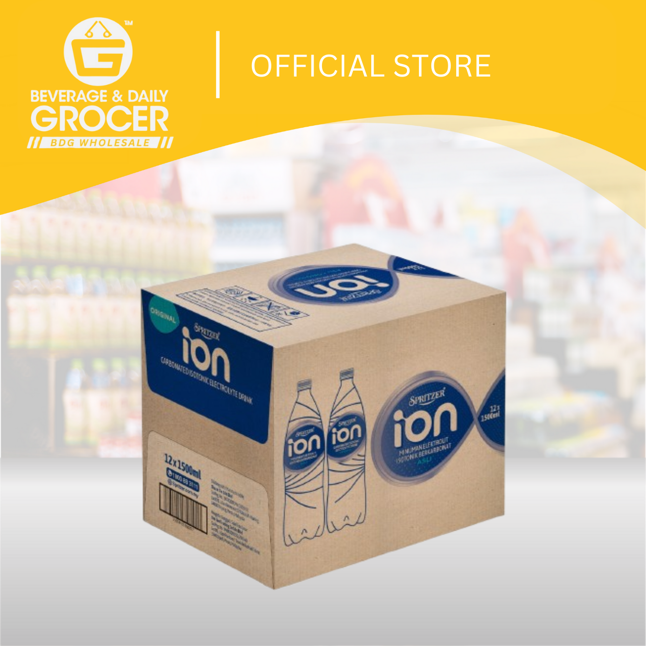 BDGW 1.5L x 24 Spritzer ION Carbonated Isotonic Electrolyte Drink- Original 1