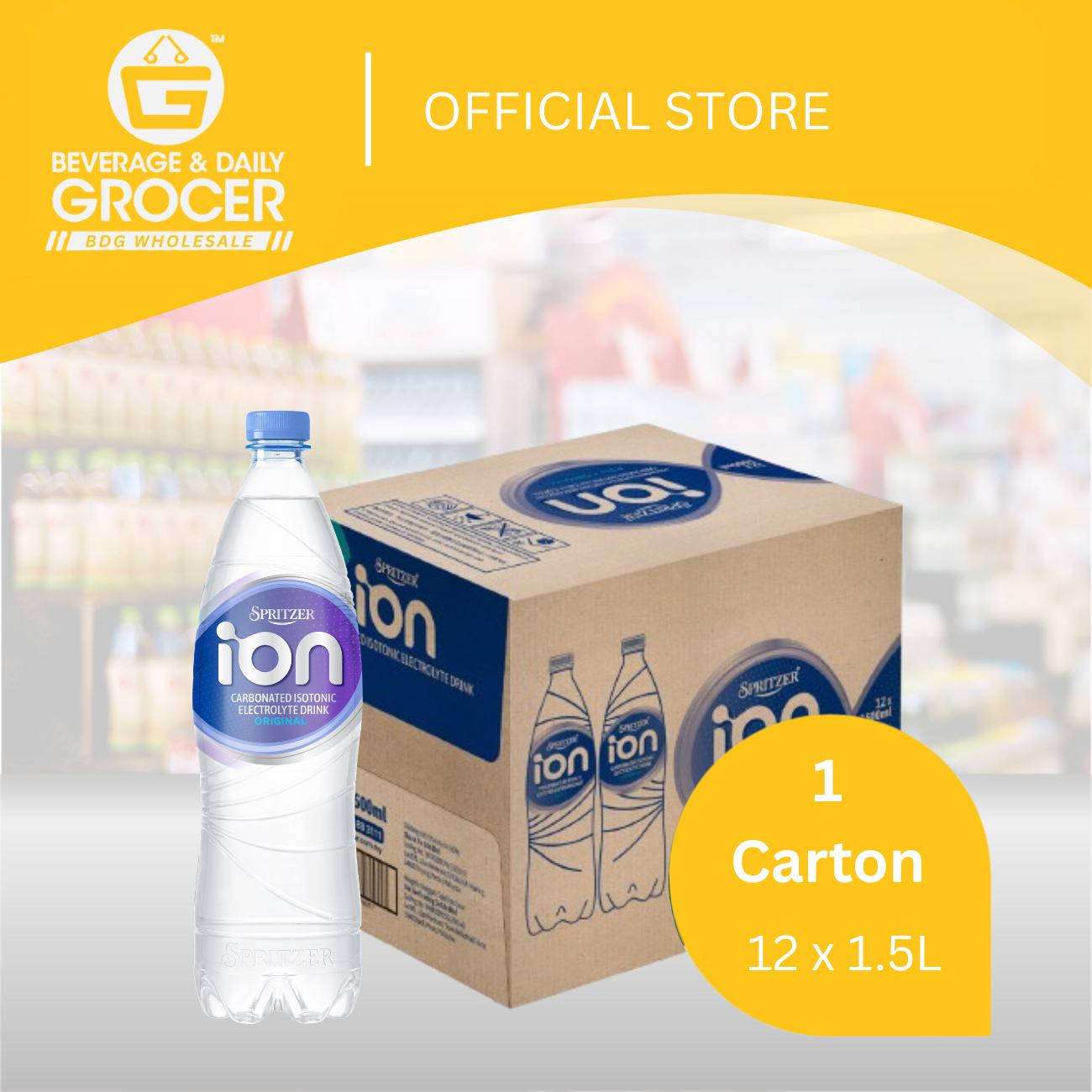 BDGW 1.5L x 24 Spritzer ION Carbonated Isotonic Electrolyte Drink- Original 1ctn