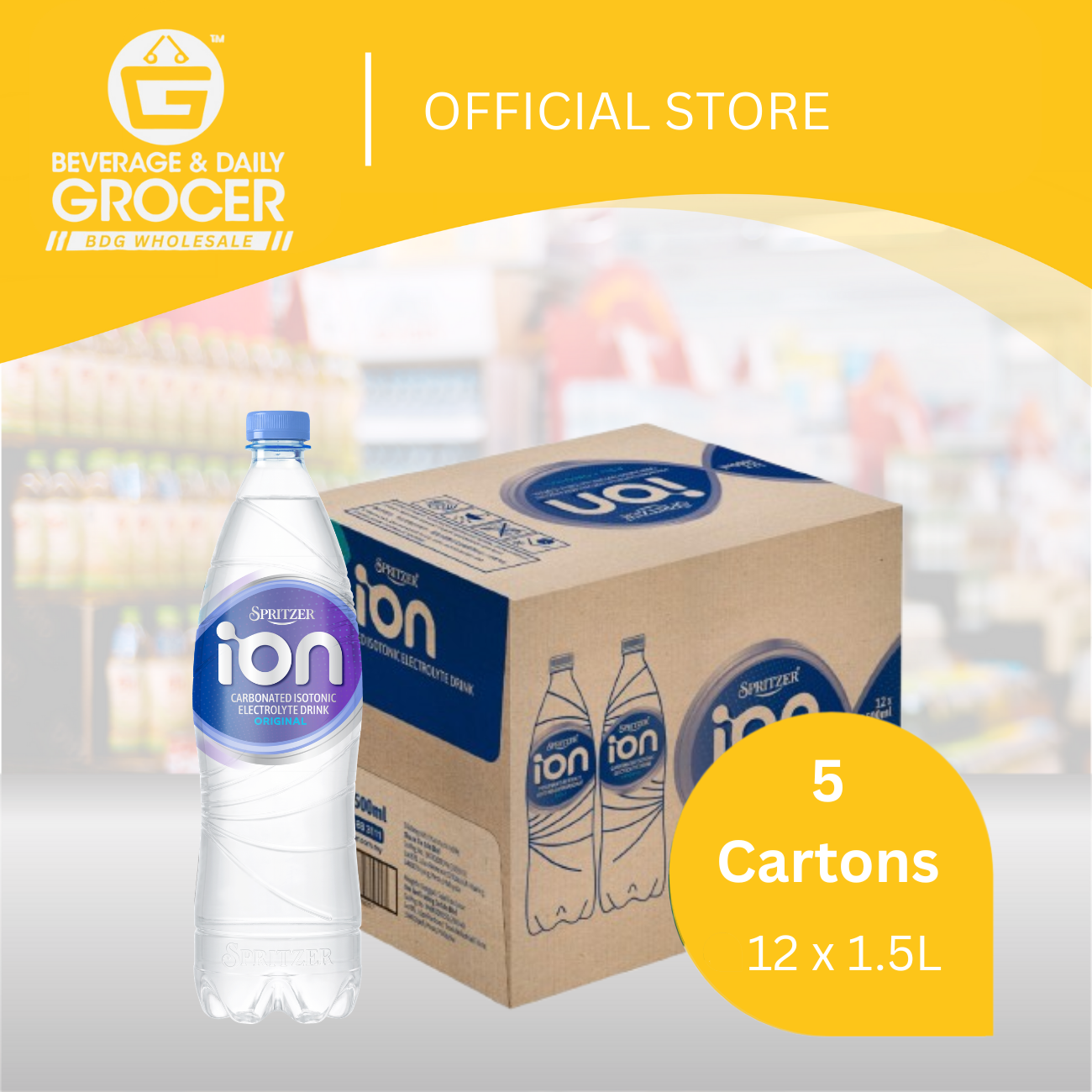 BDGW 1.5L x 24 Spritzer ION Carbonated Isotonic Electrolyte Drink- Original 5ctn