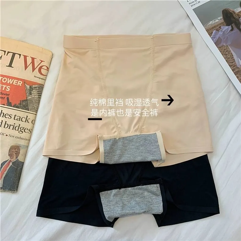 冰丝无痕安全裤提臀高腰收腹裤打底裤三合一透气平角内裤女装夏季2