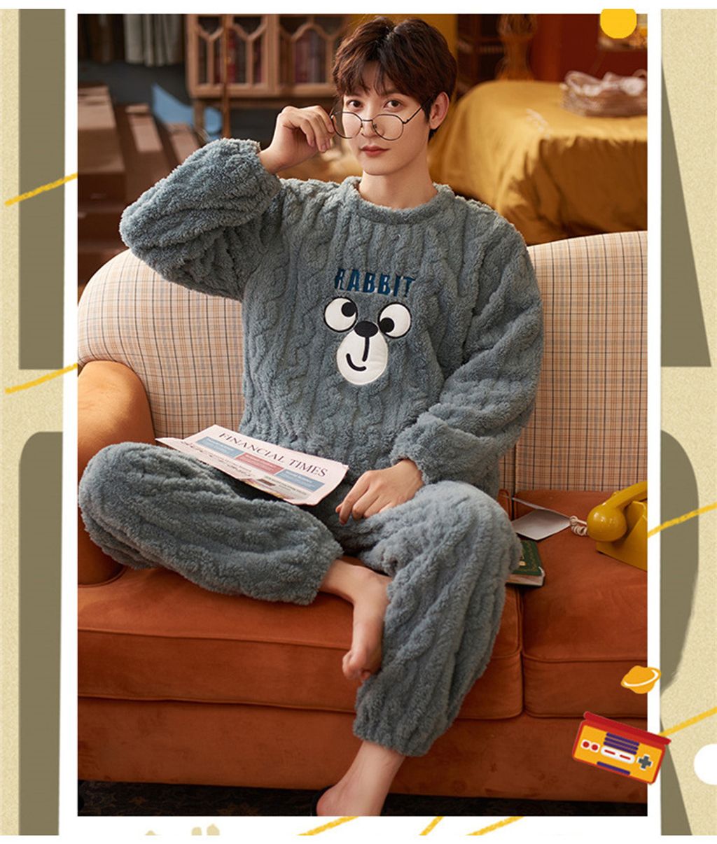 MBC07801秋冬男款珊瑚絨兩件式睡衣家居服3