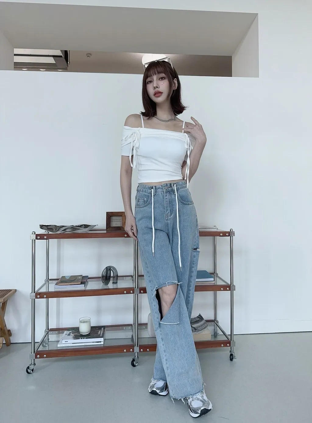 #1609-1韓系造型綁繩胸墊上衣 (5)