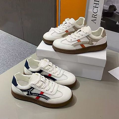 MCNC40901韓系大碼拼色網面繫帶平底運動鞋2