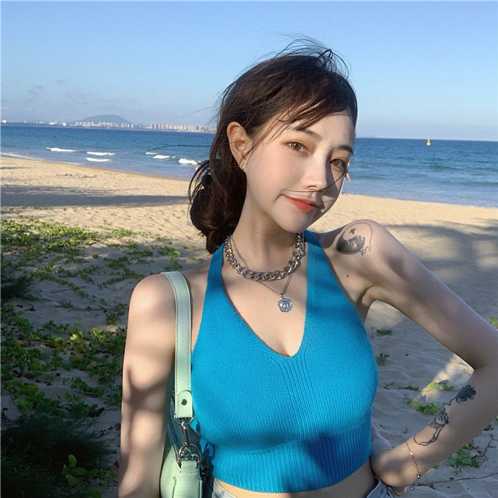 M25-2166夏季性感修身掛脖針織背心4
