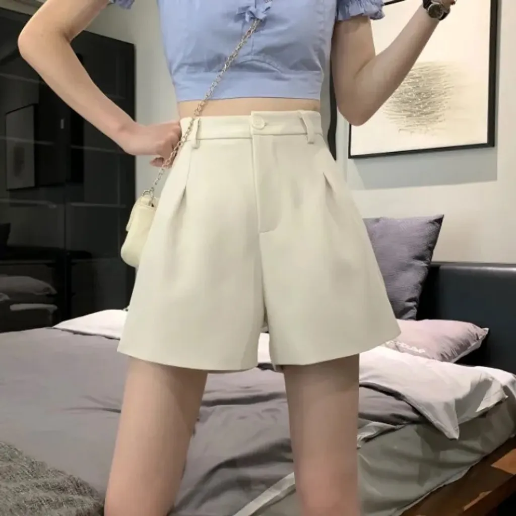 MCK01680夏季大碼百搭休閒高腰西裝短褲4