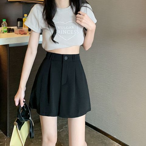 MCK01680夏季大碼百搭休閒高腰西裝短褲2