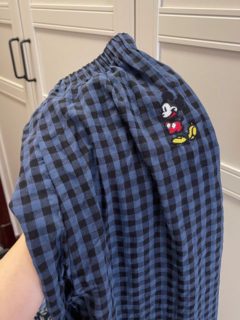 MCK0Y500韓版米奇刺繡格子長褲2