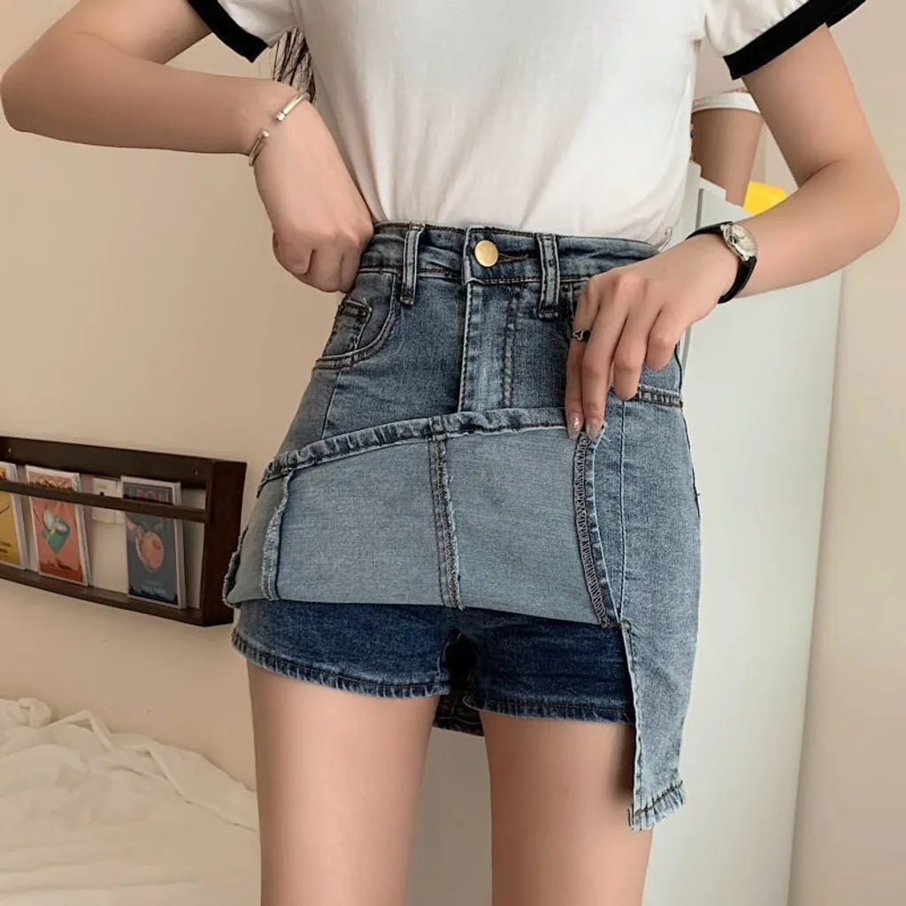 M12-5582夏季開叉防走光包臀牛仔裙3