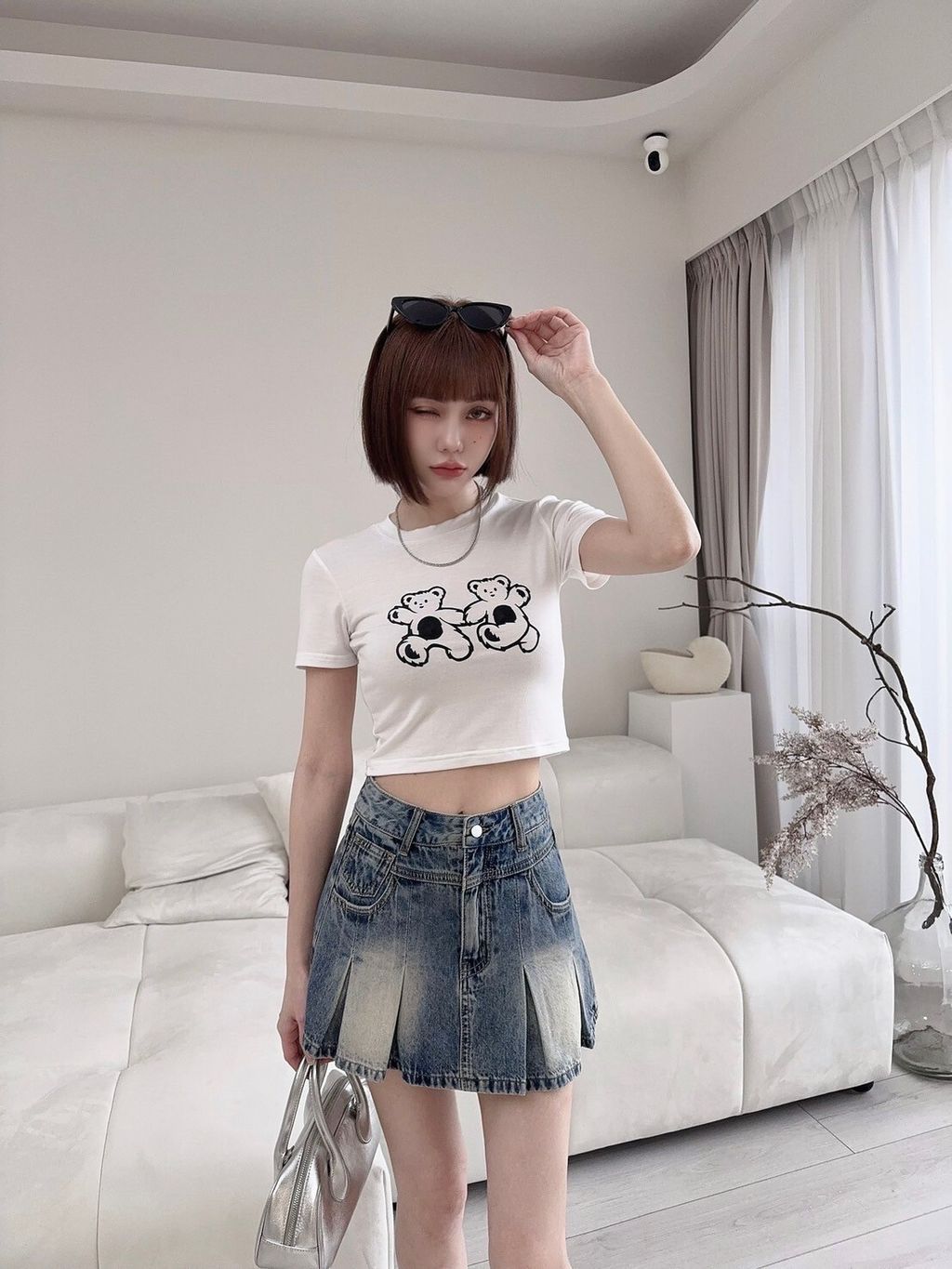 #666水洗刷色牛仔百摺裙 (3)