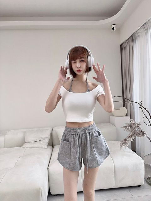 #1118棉質口袋抽繩短褲 (3)