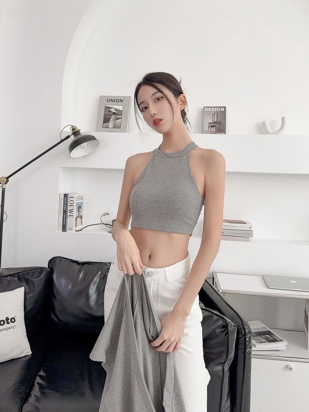 #9635-訂製款 深V拉領T+削肩背心Set (3)