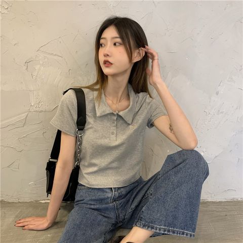 MCT13171夏季辣妹愛心刺繡短款POLO衫2